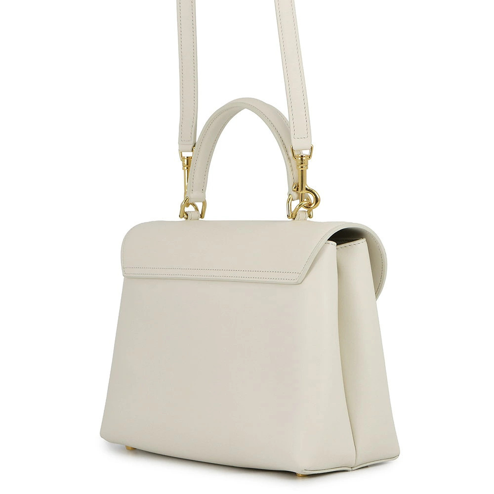 Celine Shoulder Satin Triomphe Smooth Bag Handbag Calfskin White Nino